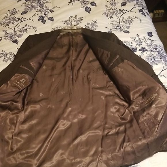 Lanvin Paris Brown Virgin Wool 2 Button Blazer Made In USA 40R Pattern - Picture 8 of 16